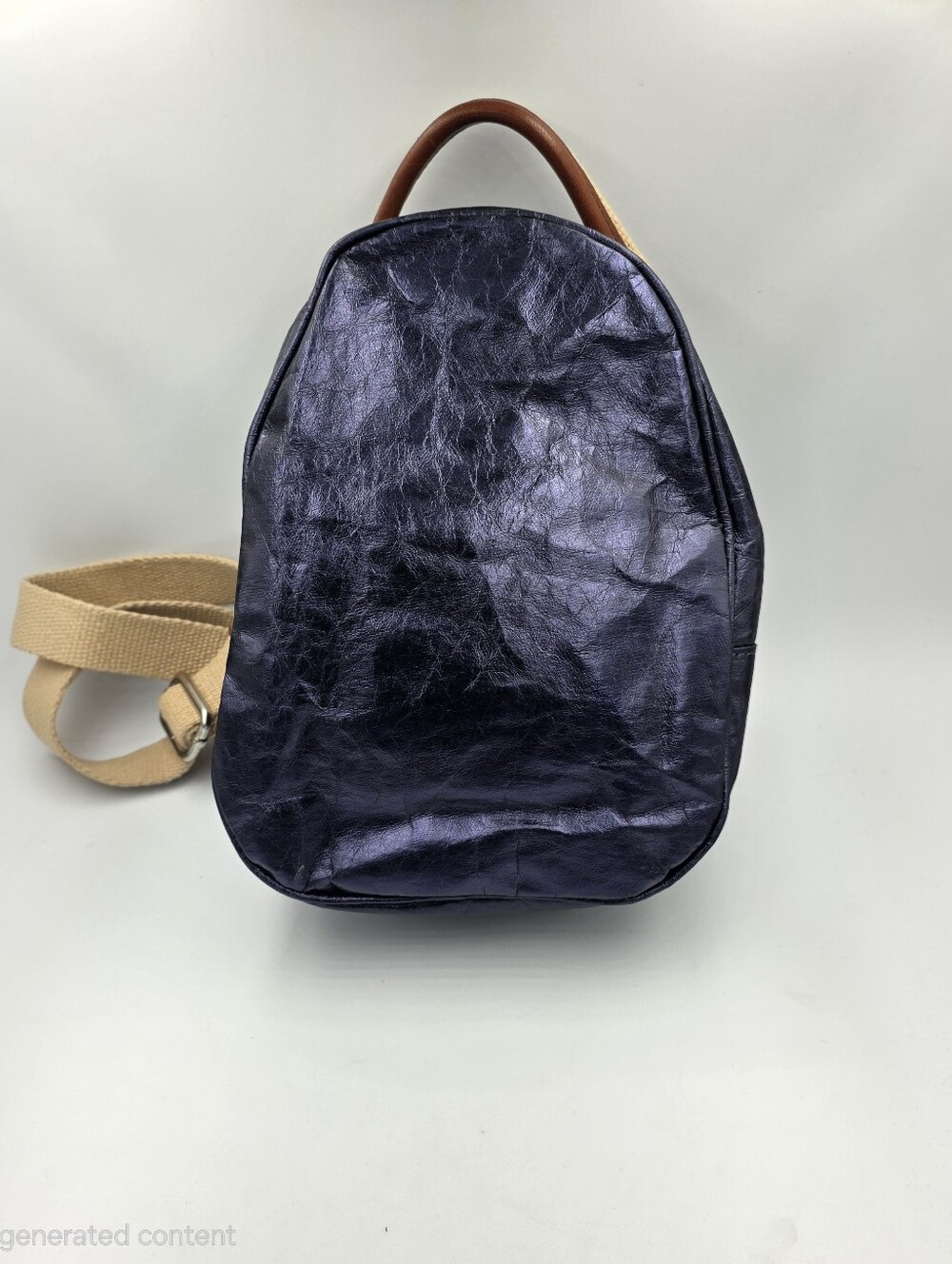UASHMAMA Metallic Blue Washable Paper Mini Backpack / Convertible Sling Bag